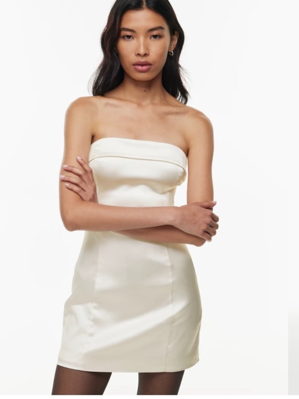 Sunday Best Aritzia Shimmer Satin Tube Dress Strapless Size 10 White